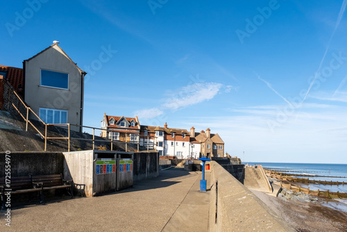 Sheringham promenade, North Norfolk Coast, on a bright and sunny morning