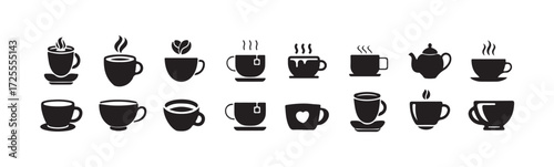 Cup cofee icon, espresso sign in vector flat, Silhouette tea cup symbol,  Vector illustration EPS 10.