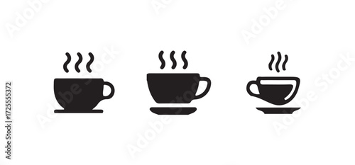  Cup of coffee or tea with smoke, cup tea icon, Coffee vector icon,  Vector illustration EPS 10.