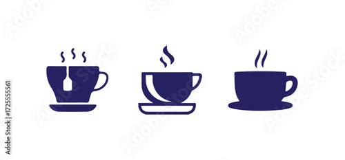 Coffee cup icon set, cup a coffee sign and symbol, Cups of coffee and tea in Flat and Style collection, vector illustration eps 10.