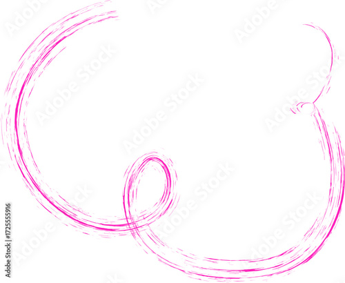 Scribbled and textured line forming a small loop