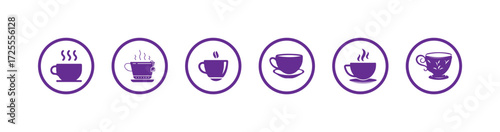 Coffee cup vector icon set hot drink, Modern coffee cup silhouette vector, coffee cup icon with steam,  Vector illustration EPS 10.