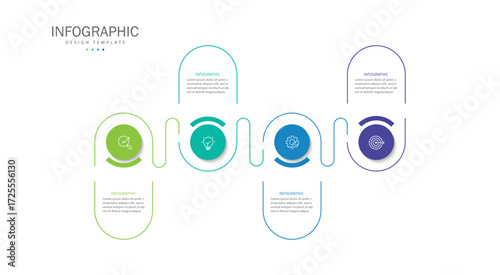 Business infographic template. 4 Step timeline journey. Process diagram, Infographic elements vector illustration.	