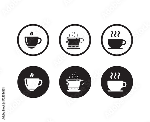 Cup hot icons set, Coffe or tea cups vector icon collection, hot coffee cup icon symbol, 
  Vector illustration EPS 10.