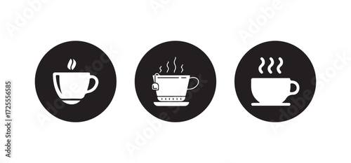 Coffee cup icon set vector, Hot cup beverage vector icon set,  tea cup sign cafe symbol,  Vector illustration EPS 10.