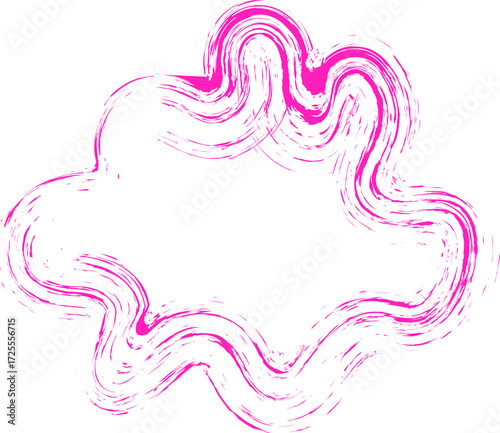 Squiggled, textured, organic and curved brush line, with a relaxed and handmade look, forming waves