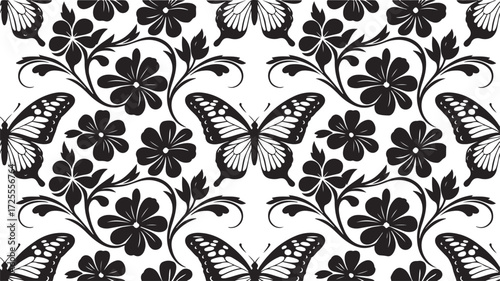 Wallpaper Mural Butterfly Floral Pattern Vector Seamless Design Torontodigital.ca