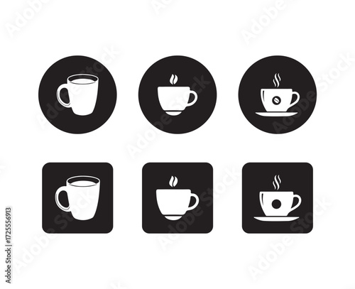 Coffee cup icon set vector, Hot cup beverage vector icon set,  tea cup sign cafe symbol,  Vector illustration EPS 10.