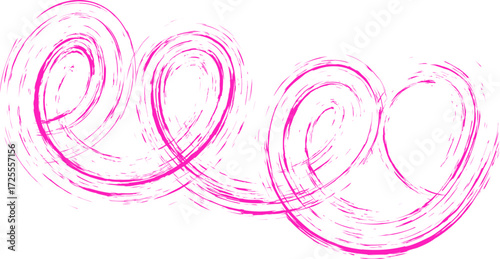 Squiggled, textured, organic and curved brush line, with a relaxed and handmade look, forming loops