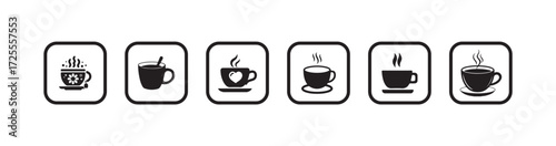 Coffee cup icon set, cup a coffee sign and symbol, Cups of coffee and tea in Flat and Style collection, vector illustration eps 10.