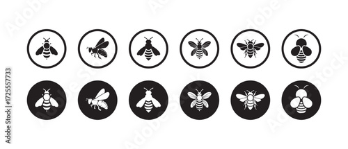 Bee silhouette, Black and white bee for honey design, Vector illustration EPS 10.