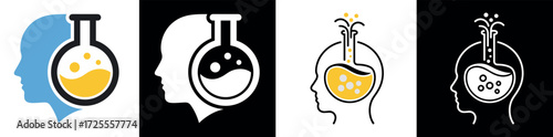 Logo for a scientific lab, featuring science and technology elements