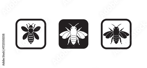 Honeybee silhouette,  vector style with white background, Vector illustration EPS 10.
