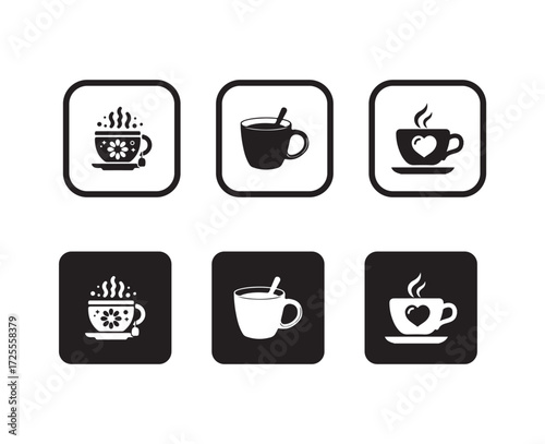Cup icon set, Coffee cup icon, Mocha symbol, tea cup illustration sign collection, Vector illustration EPS 10.
