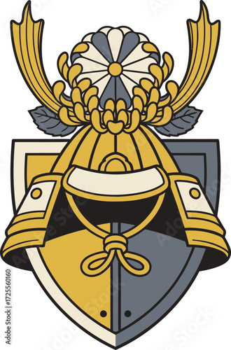Japanese Imperial Chrysanthemum Samurai Helmet Emblem.