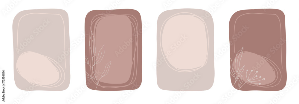 Fototapeta premium Organic Shape Frames with Delicate Leaf Accents