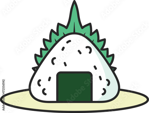 Japanese Triangle Rice Ball Illustration.