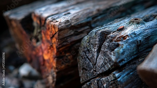 Wallpaper Mural Close Up of Weathered Wooden Logs with Textured Surface and Natural Colors Torontodigital.ca