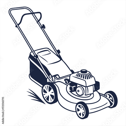 Minimal flat vector icon of a lawn mower machine