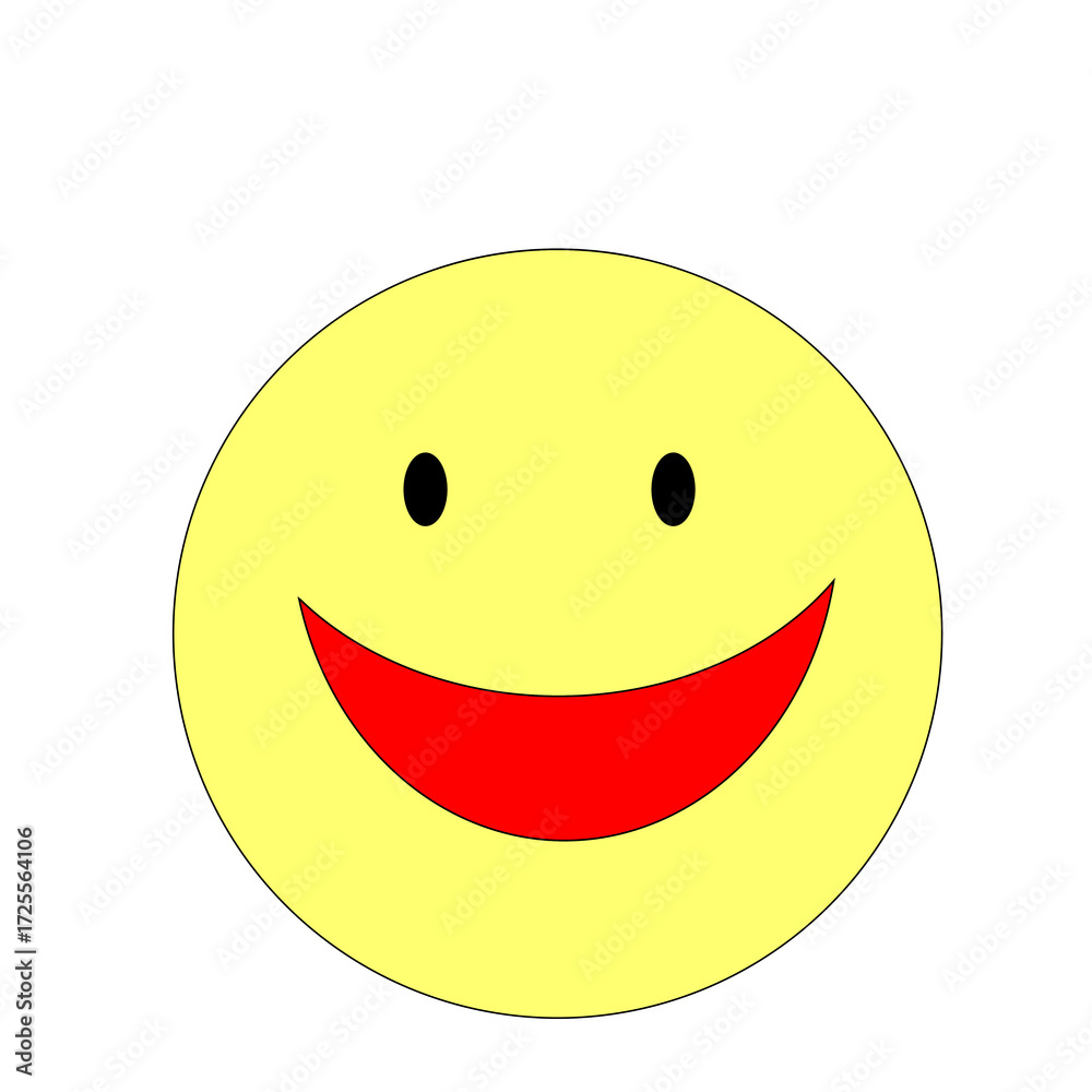 Fototapeta premium 赤い口が特徴のスマイルマークイラスト