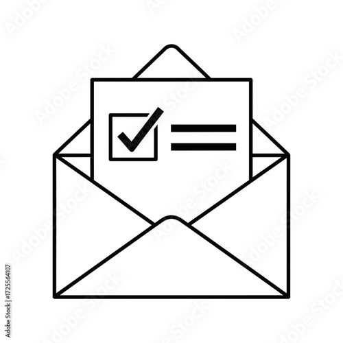 Open envelope with checklist silhouette vector illustration