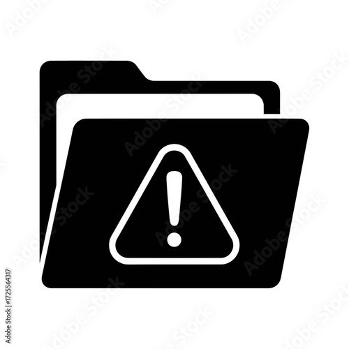 Folder with a warning symbol silhouette vector illustration