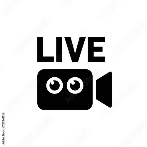 Live video camera icon silhouette vector illustration