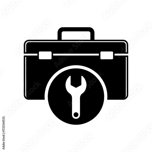 Toolbox with wrench icon silhouette vector illustration