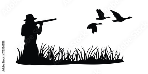 Duck Hunter silhouette design. outdoor hunting sport