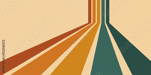 Abstract retro striped road illustration vector on a perspective path toward the horizon, symbolizing a fast journey to success