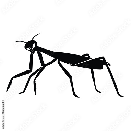 praying mantis silhouette design. predator insect symbol.
