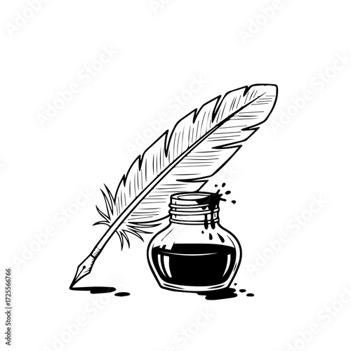 Quill and Ink Bottle