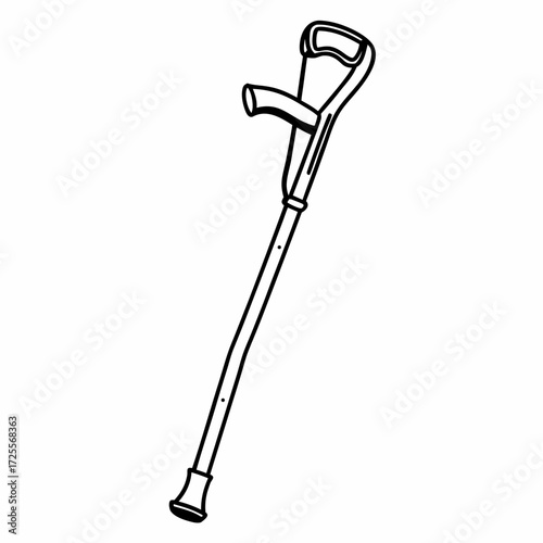Outline of a crutch in simple line drawing style  