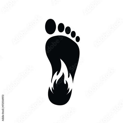 A stylized representation of a human footprint with a creative design emphasizing movement and nature.