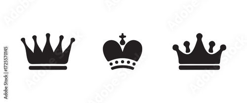 Crown icon, black crown symbol collection, silhouette crown collection, king crown icon,  vector illustration EPS 10.