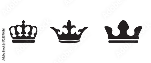 Simple and minimal king crown black silhouette, perfect royalty or leadership concepts in design projects, elegant Royal Symbol Design, vector illustration EPS 10.