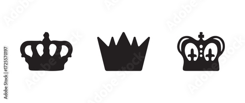 Crown icons set silhouette vector, royal king crown symbol, crown icon flat style  for graphic and web design, vector illustration EPS 10.