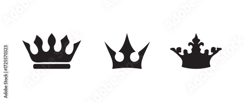 Crown icon, black crown symbol collection, silhouette crown collection, king crown icon,  vector illustration EPS 10.