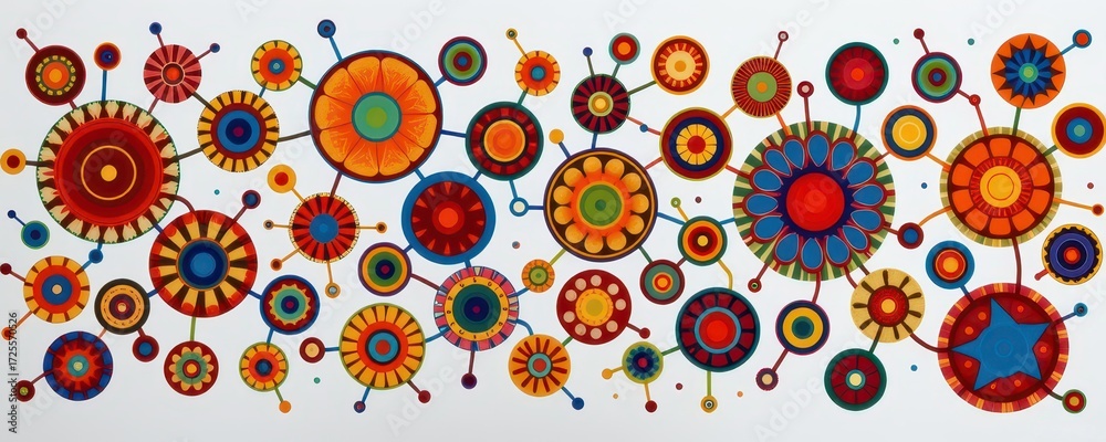 Fototapeta premium organic abstraction inspired by microbial colonies with vibrant circular compositions.