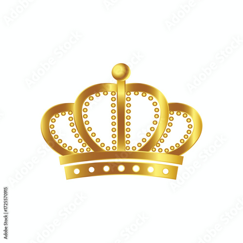 Vector 3d Realistic Golden Crown Icon Closeup Isolated. Yellow Metallic Crown Design Template. Gold Royal King Crown. Symbol of Imperial Power. Luxury, Wealth and Power. Front View