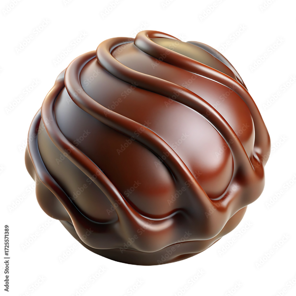 Obraz premium 3d icon of delicious chocolate truffle isolated on transparent background