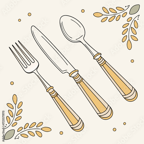 Elegant flatware set with decorative flourishes