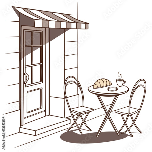 Charming parisian cafe scene with croissant and coffee