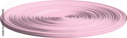 Swirling concentric circles feature vibrant red, soft yellow, and pastel pink hues