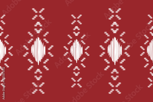 Ethnic Ikat fabric pattern geometric style.African Ikat red embroidery Ethnic oriental pattern red background. Abstract,vector,illustration.Texture,clothing,frame,decoration,carpet,motif.