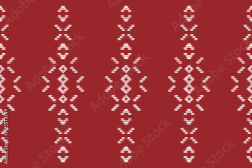 Ethnic Ikat fabric pattern geometric style.African Ikat red embroidery Ethnic oriental pattern red background. Abstract,vector,illustration.Texture,clothing,frame,decoration,carpet,motif.