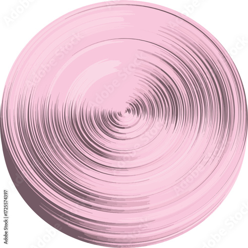 Swirling concentric circles feature vibrant red, soft yellow, and pastel pink hues