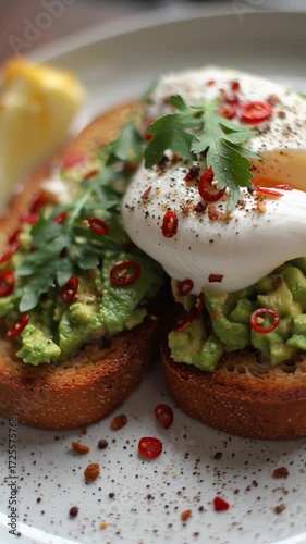 bruschetta with olive oil and tomatoes and avocado eggs