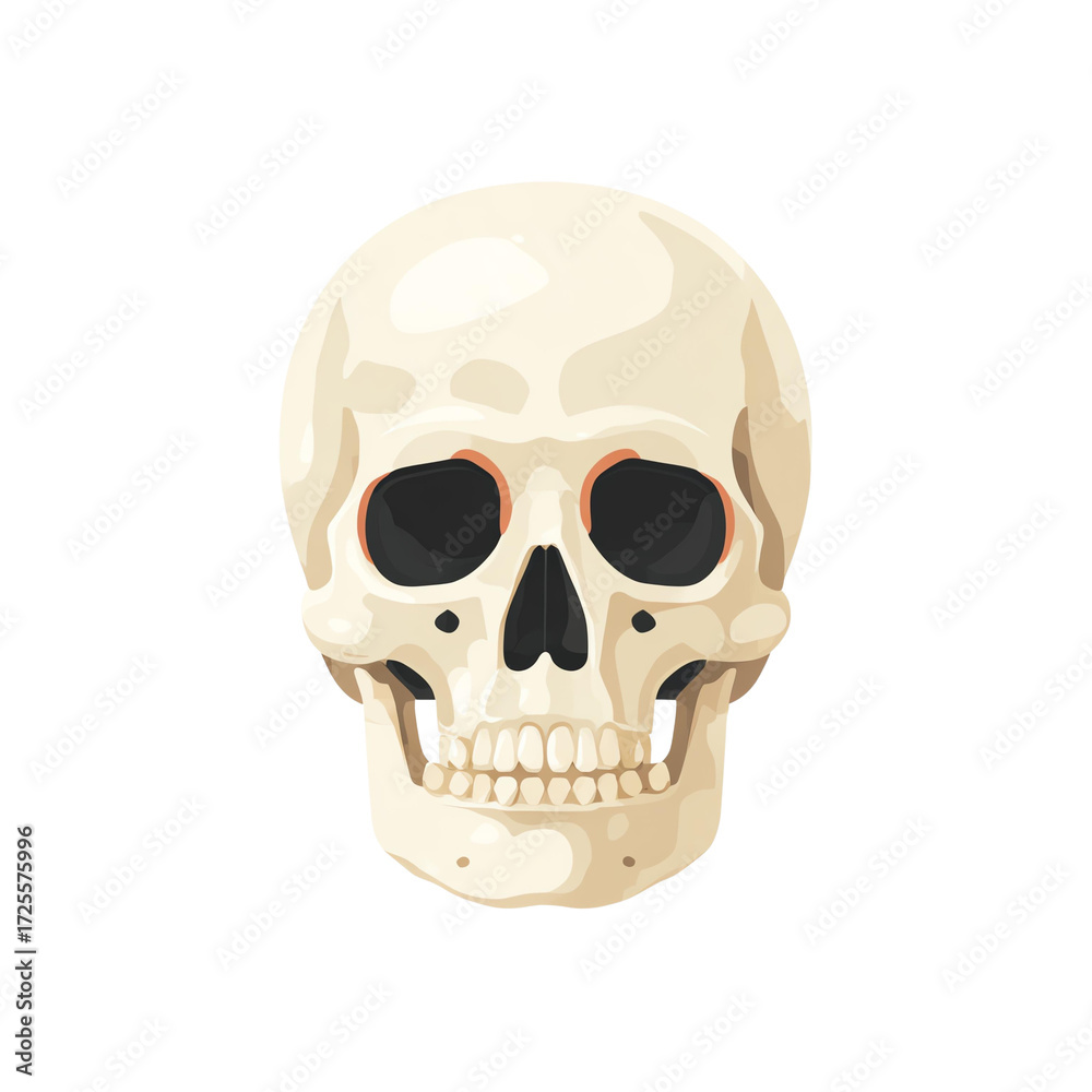 Fototapeta premium A detailed illustration of a human skull, representing the mysteries of life and death, artfully crafted.