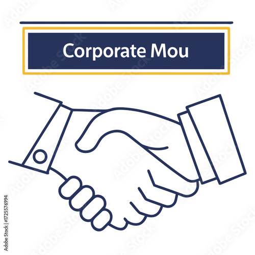 Business handshake illustration representing a corporate memorandum of understanding agreement and partnership